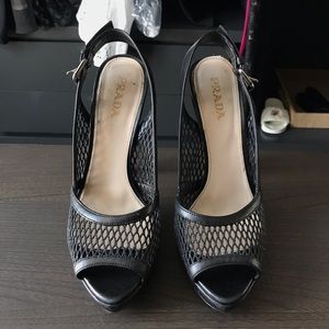 Prada Black Slingback Heels